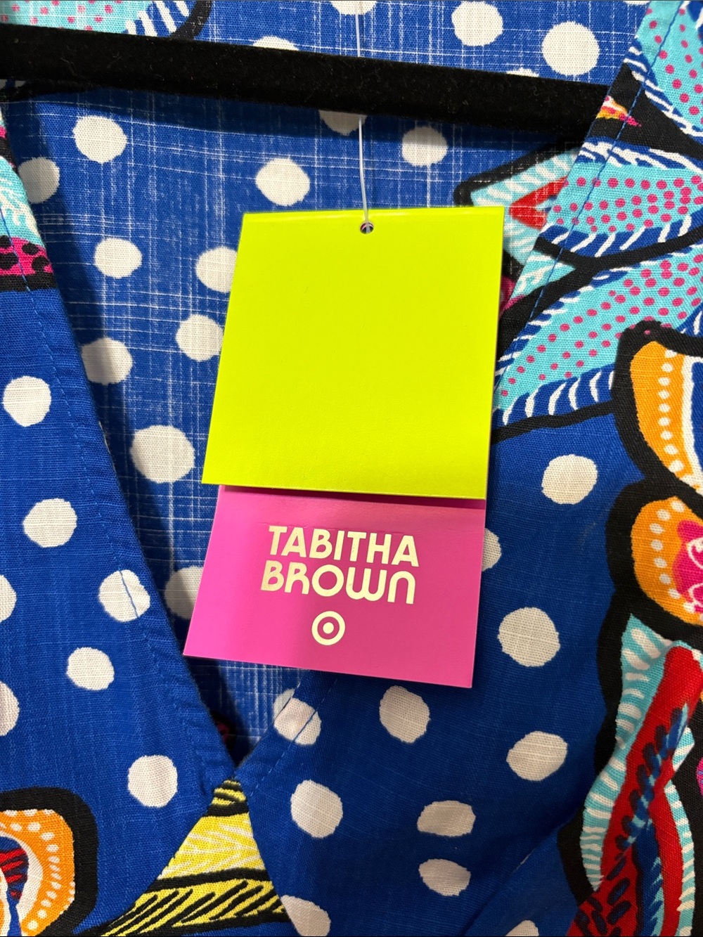 NWT Tabitha Brown x Target Blue Floral Polka Dot Puff Sleeve Maxi Dress 0 - Picture 4 of 7